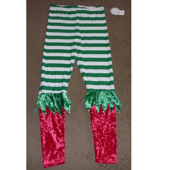 Juniors Womens CHRISTMAS Santa Elf Leggings Pants Size Small Large 3X NWT - Picture 1 of 1